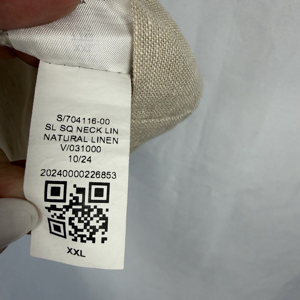 Womens NWT Linen Blend Crop Top Blouse Tan Natural XXL Minimalist Cleangirl Norm - Picture 7 of 9